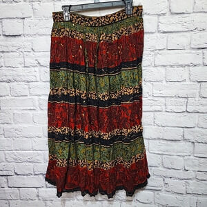 Worthington Petite Large Maxi Flowy Skirt Elastic Waist All Over‎ Design